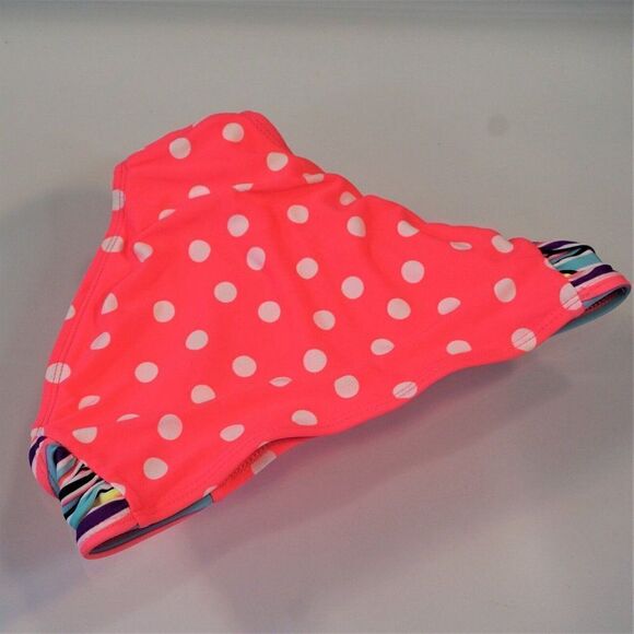 Girls Xhilaration Swim Bottoms Neon Pink Polka Dot With Stipes Size M ( 7- 8) - Picture 2 of 4